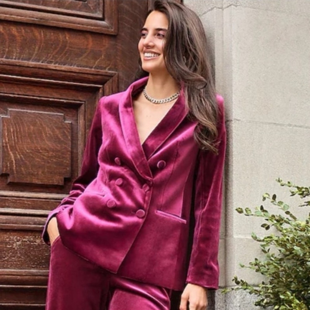 Express double breasted velvet blazer